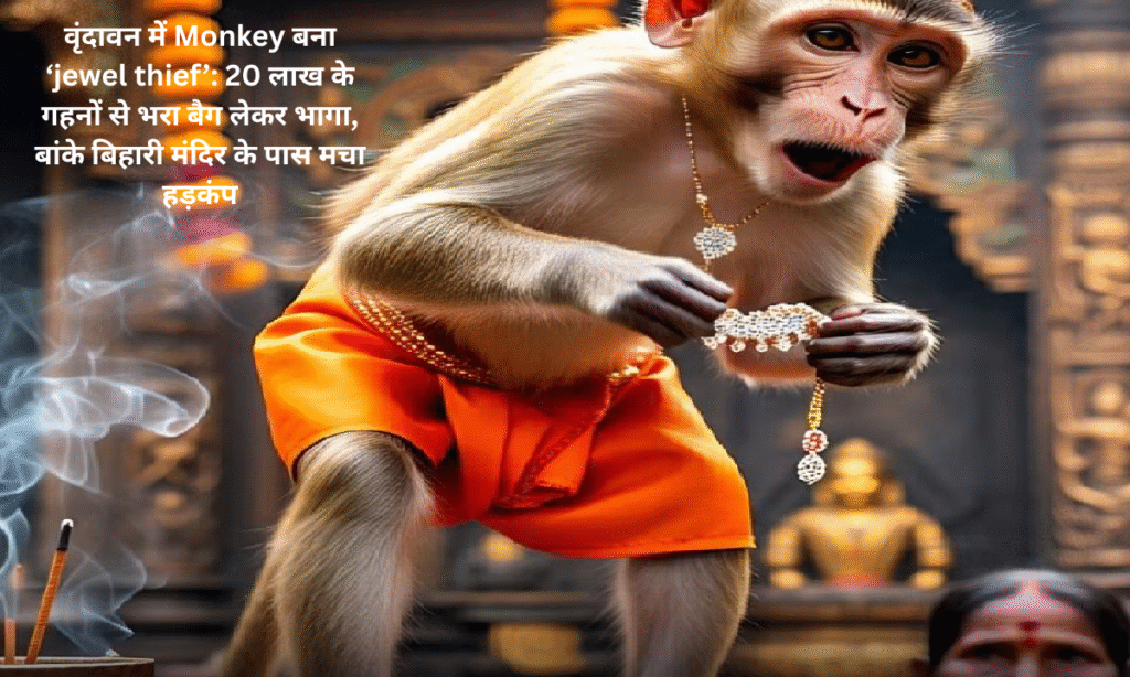 Monkey becomes 'Jewel Thief' in Vrindavan: Ran away with a bag full of jewels worth 20 lakhs near Banke Bihari temple